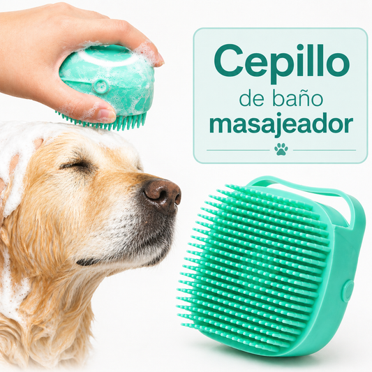 Cepillo de baño masajeador para perros y gatos con púas de silicona