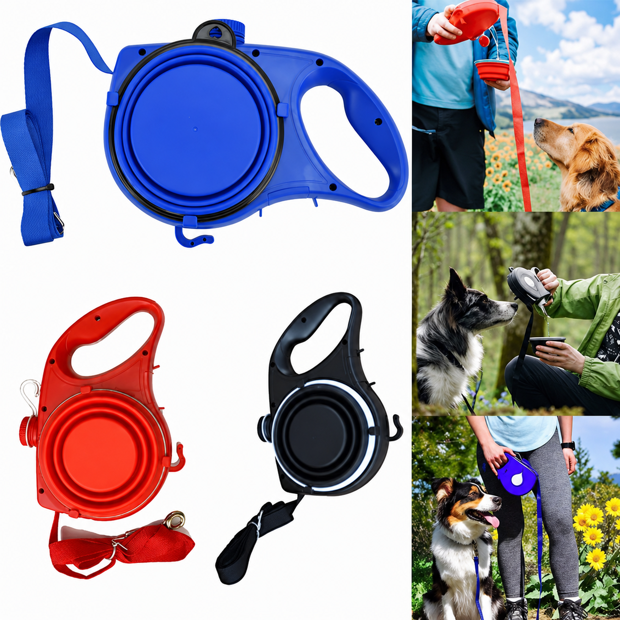 Correa multifunción para perros en varios colores para paseos, viajes y salidas al aire libre