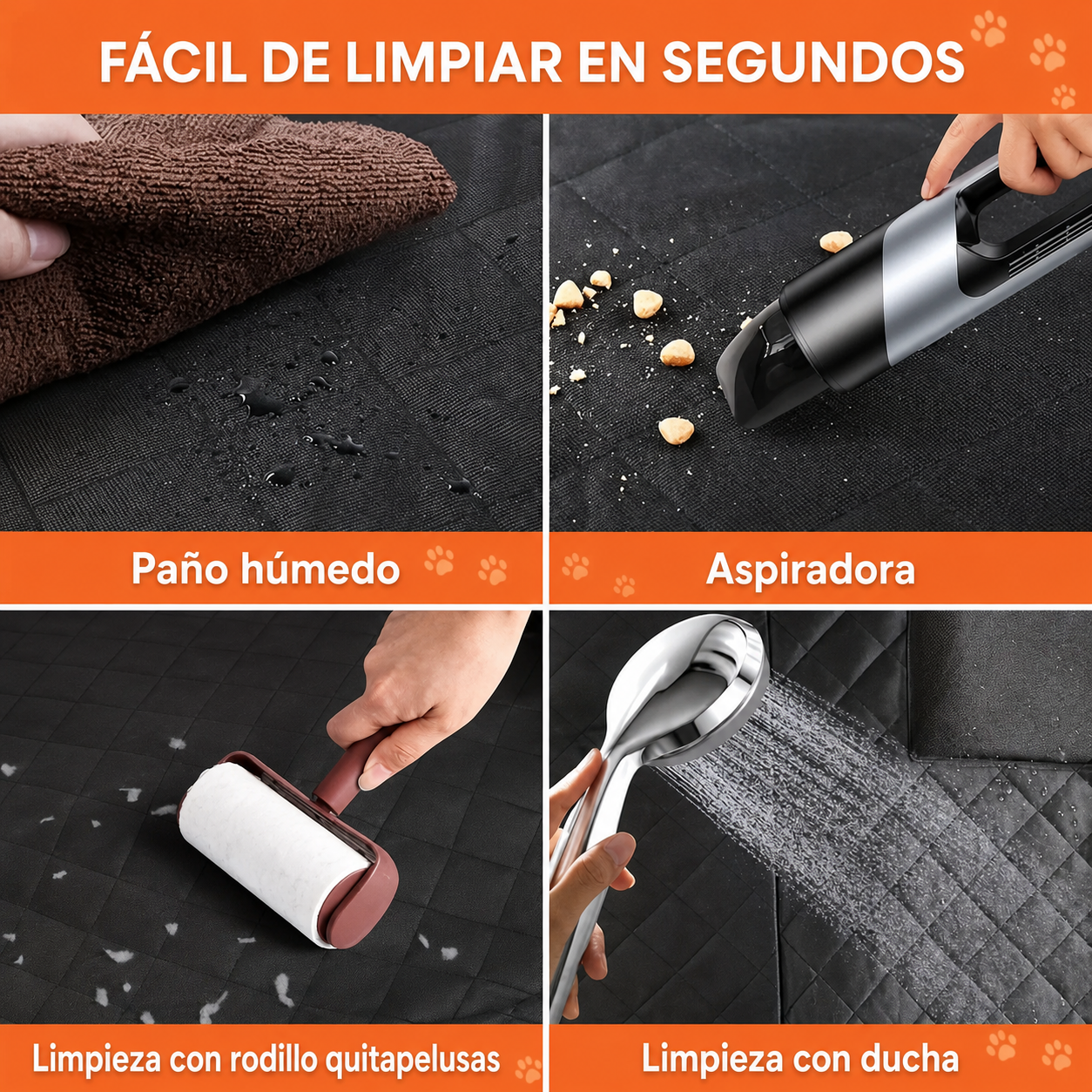 Funda impermeable para coche de perro fácil de limpiar con paño húmedo, aspiradora, rodillo quitapelusas o ducha